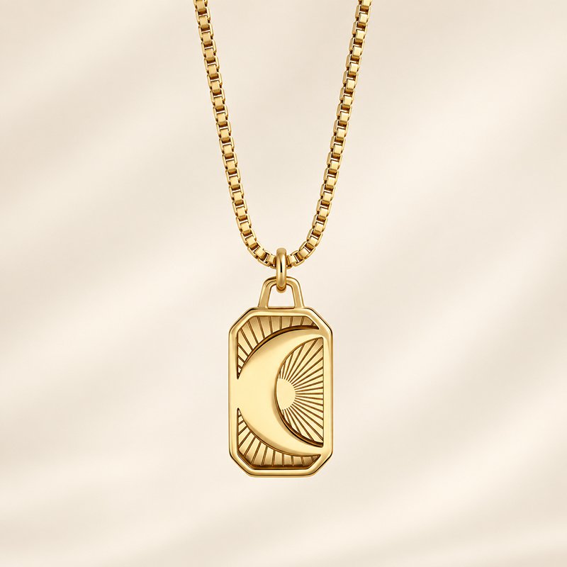 celestial gold crescent pendant