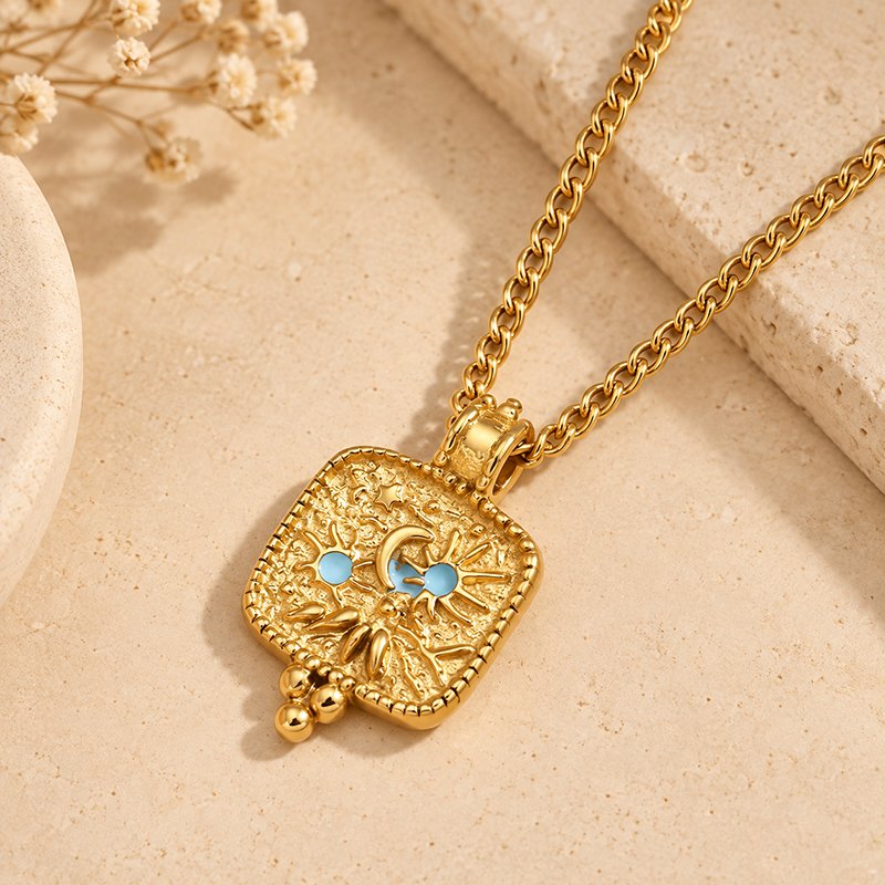 celestial gold pendant on stone2