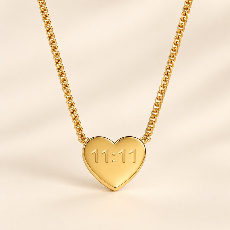 luxury gold 1111 heart necklace