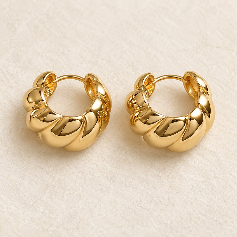polished gold braided hoop earrings1